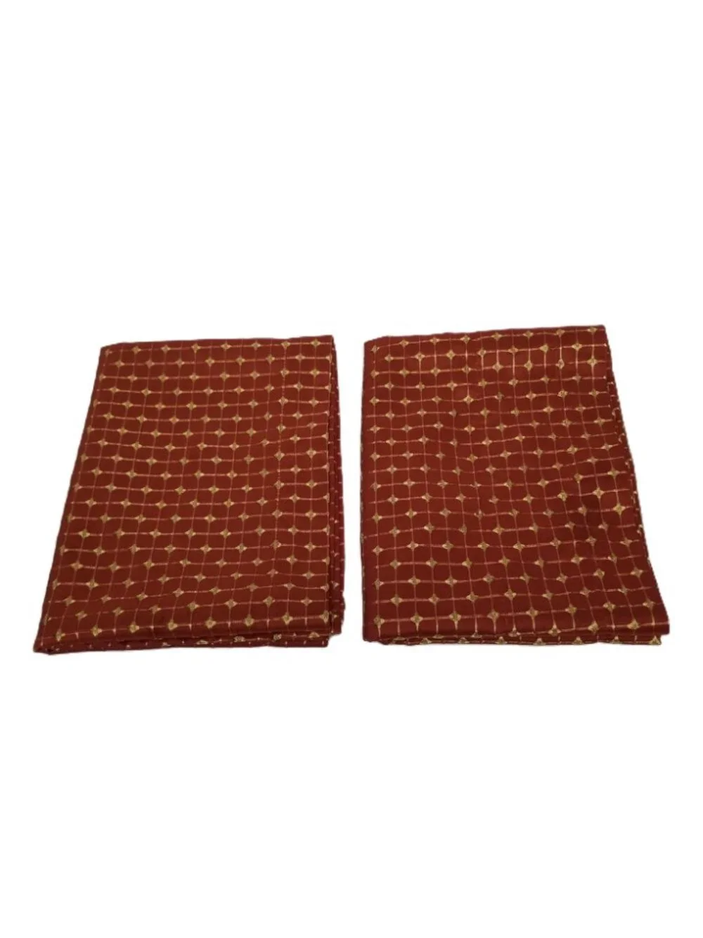 Set of 2 Veratex Rust Gold Embroidered Window Valance Lined Rod Pocket Geometric